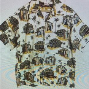 Vintage Hawaiian Shirt Mens Go Barefoot Tropical Boho Summer Vacation Cruise USA